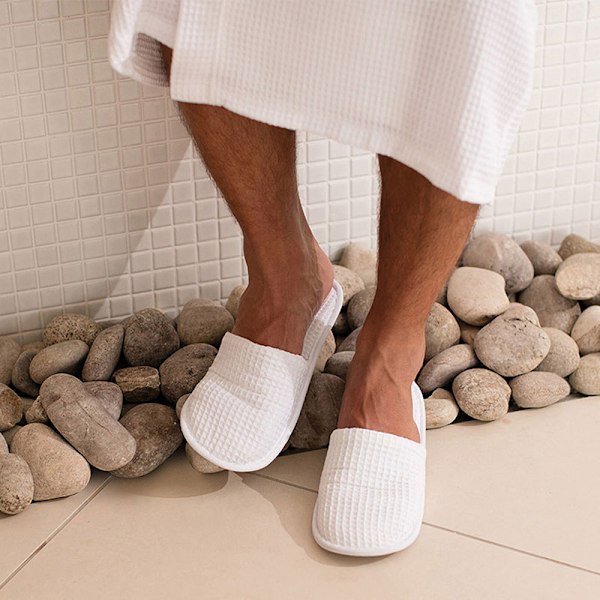 Handduk City Unisex Våffelmule Stängda Tofflor 4-7 Vita White 4-7