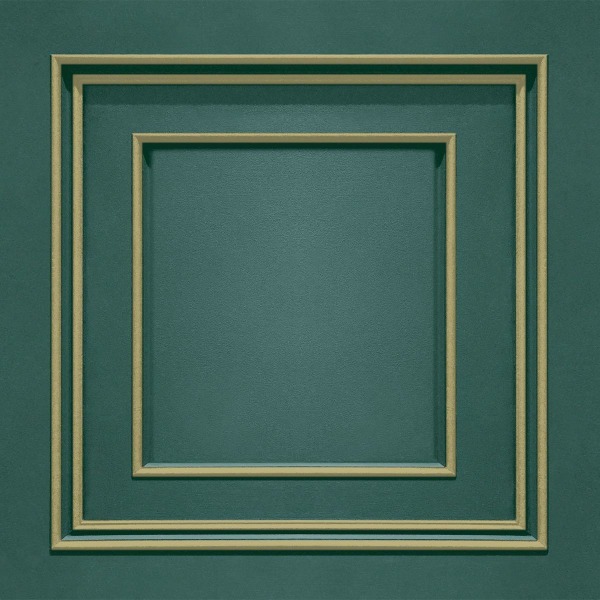 Belgravia Amara Panel Vinyl Textured Tapet 10m x 53cm Grön Green/Gold 10m x 53cm