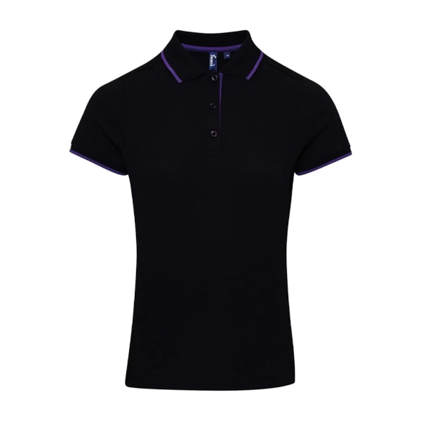 Premier Dam/Dam Coolchecker Contrast Pique Polo Shirt S B Black/Purple S