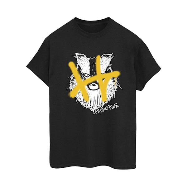 Harry Potter Dam/Kvinnor Hufflepuff Pop Spray Bomull Pojkvän Black XL