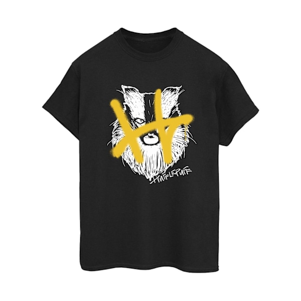 Harry Potter Dam/Kvinnor Hufflepuff Pop Spray Bomull Pojkvän Black XXL