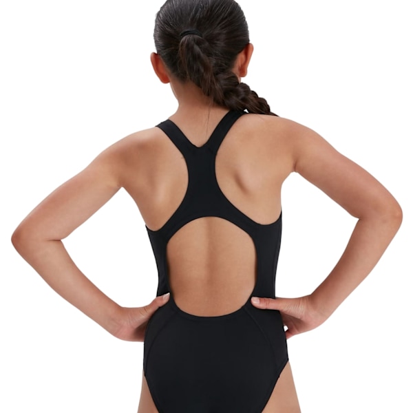 Speedo Girls Medalist Eco Endurance+ One Piece Swimsuit 9-10 år Black/White 9-10 Years