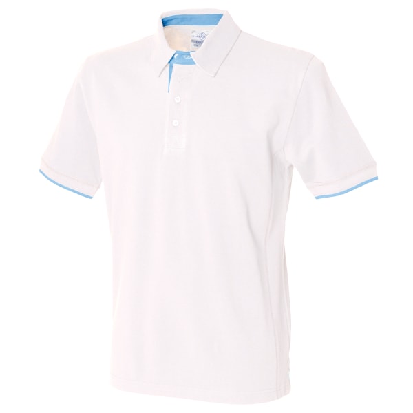 Främre raden Herr Contrast Pique Polo Shirt S Vit/ Himmelsblå White/ Sky Blue S