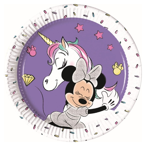 Disney Unicorn Minnie Mouse Engångstallrikar One Size Vit/Pu White/Purple One Size