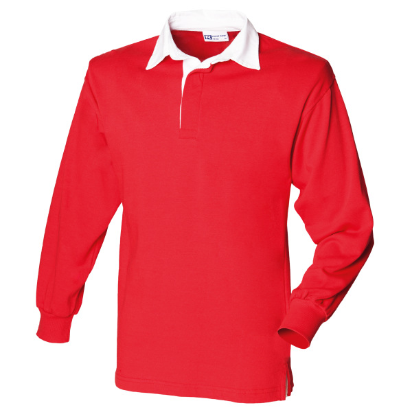 Front Row Långärmad Klassisk Rugby Polo Shirt M Röd/Vit Red/White M