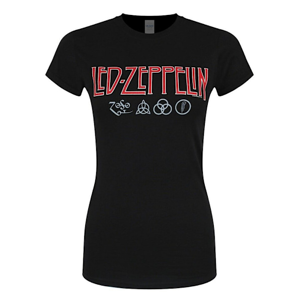 Led Zeppelin Dam/Dam Symboler Logotyp T-shirt XL Svart Black XL