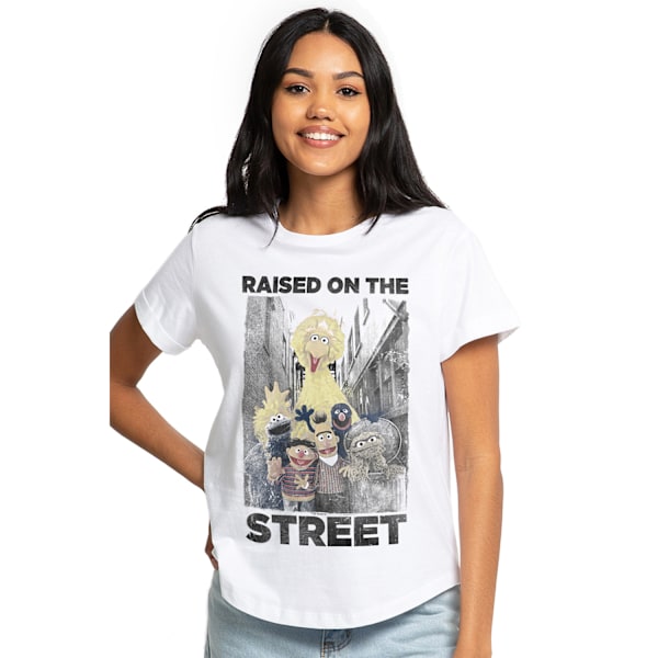 Sesame Street Dam/Kvinnor Uppvuxen På Gatorna Klassisk T-shirt White M