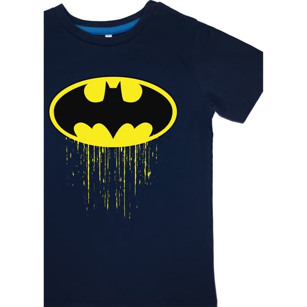 Batman Pojkar Logotyp Drip Kortärmad Lång Pyjamas Set 7-8 År N Navy 7-8 Years