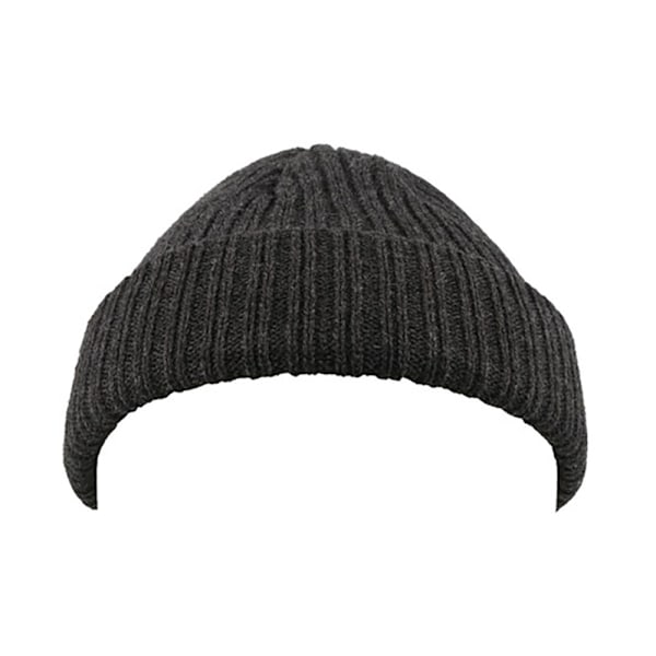 Atlantis Unisex Docker Short Beanie Med Uppvik En Storlek Svart Black Melange One Size