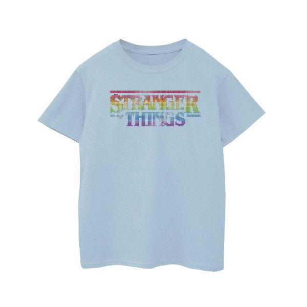 Netflix Girls Stranger Things Rainbow Dot Logo T-shirt bomull 1 Baby Blue 12-13 Years