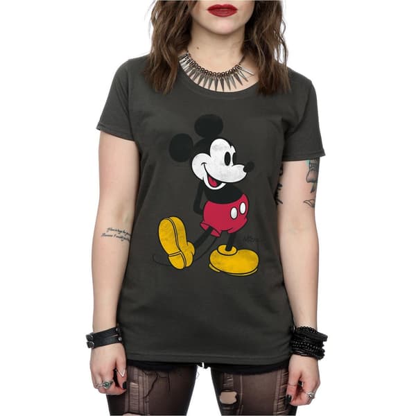 Disney Dam/Dam Mickey Mouse Classic Kick T-shirt i bomull M Light Graphite M