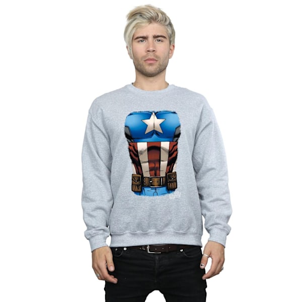 Marvel Herr Captain America Bröst Burst Sweatshirt 3XL Sports G Sports Grey 3XL