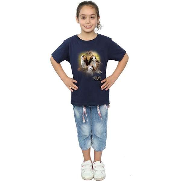 Star Wars: The Last Jedi T-shirt i borstad bomull med Porg för flickor, 9-11 år Navy Blue 9-11 Years