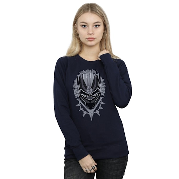 Marvel Dam/Kvinnor Black Panther Huvud Sweatshirt S Marinblå Navy Blue S