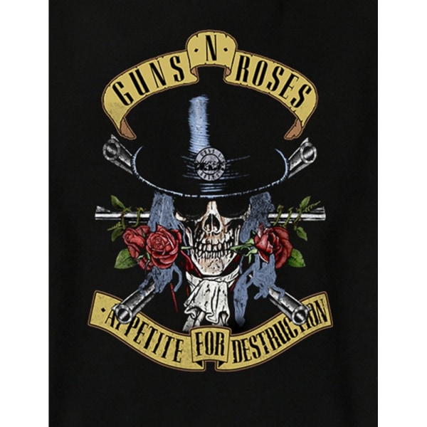 Förstärkt Dam/Dam Top Hat Skull Guns N Roses T-Shirt Dres Charcoal XXL