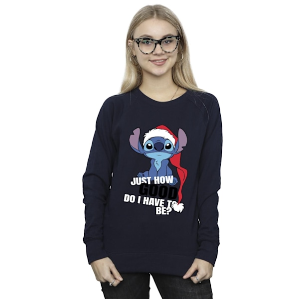 Disney Dam/Kvinnor Lilo & Stitch Just How Good Sweatshirt 4XL Navy Blue 4XL