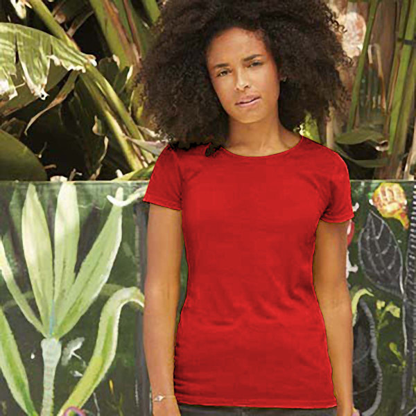 Fruit of the Loom Dam/Dam Lady Fit Kortärmad T-shirt Red M