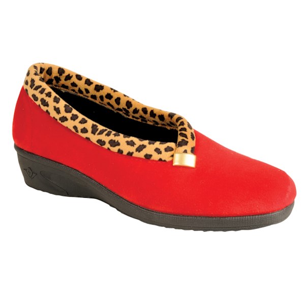 Lunar Dam/Dam Paloma Leopardmönstrade Tofflor 7 UK Röd Red 7 UK