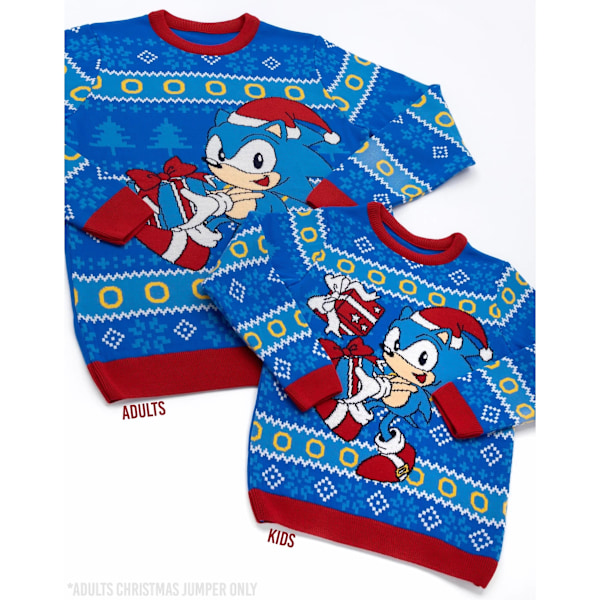 Sonic The Hedgehog Unisex Vuxen Stickad Jultröja S Blå Blue/Red S