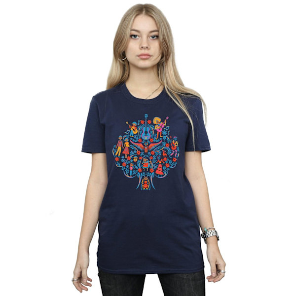 Disney Dam/Kvinnor Coco Träd Mönster Bomull Pojkvän T-shirt Navy Blue XL