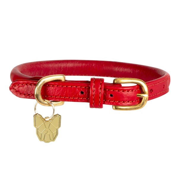 Digby & Fox Rullad Läder Spänne Hundhalsband XXL - Halslinje: 65 Scarlet XXL - Neckline: 65cm-70cm