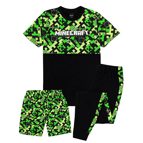 Minecraft Barn/Barn Creeper Kort Pyjamasset 9-10 År Sv Black/Green 9-10 Years