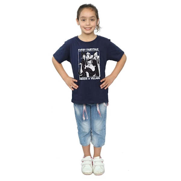 Disney Girls Every Fairy Tale Needs A Villain Bomull T-shirt 9- Navy Blue 9-11 Years
