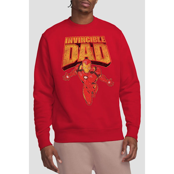 Iron Man Unisex Vuxen Invincible Pappa Flygande Fars Dag Tröja Red XL