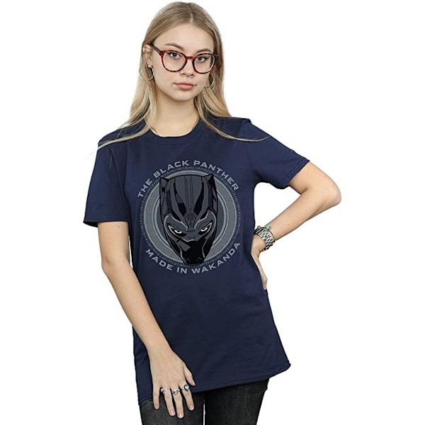 Black Panther Dam/Damer Tillverkad I Wakanda Bomull Boyfriend T-Shirt Navy Blue S