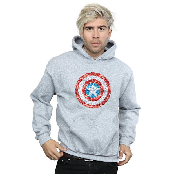 Marvel Herr Captain America Pixelated Shield Hoodie XXL Sports Sports Grey XXL