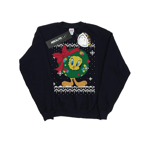 Looney Tunes Girls Tweety Pie Jul Fair Isle Sweatshirt 5- Navy Blue 5-6 Years