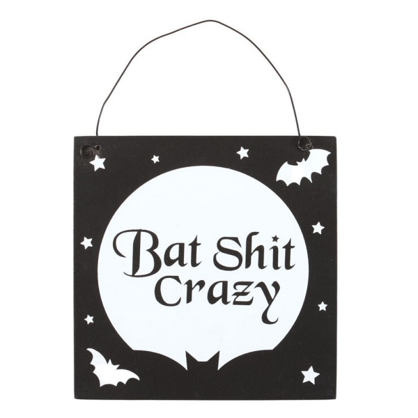 Något annat Bat Shit Crazy Square Hängskylt 10cm Bla Black/White 10cm
