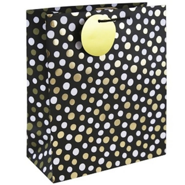 Eurowrap Prickig Presentpåse (6-pack) M Svart/Guld/Vit Black/Gold/White M