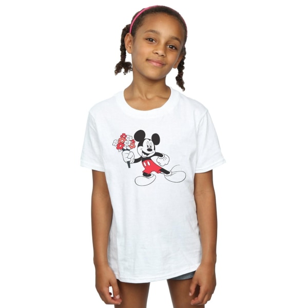 Disney Girls Musse Pigg Blommor T-shirt bomull 9-11 år Whi White 9-11 Years