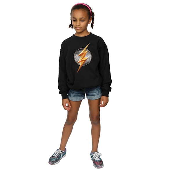 DC Comics Girls Justice League Movie Flash Emblem Sweatshirt 7- Black 7-8 Years