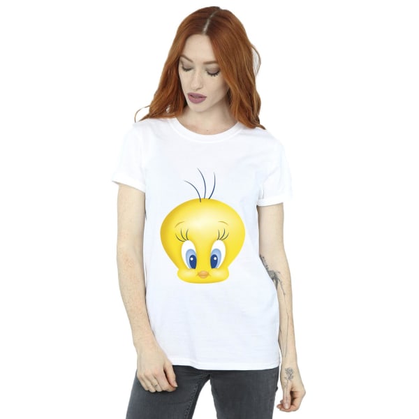 Looney Tunes Dam/Damer Tweety Face Bomull Boyfriend T-shirt White M