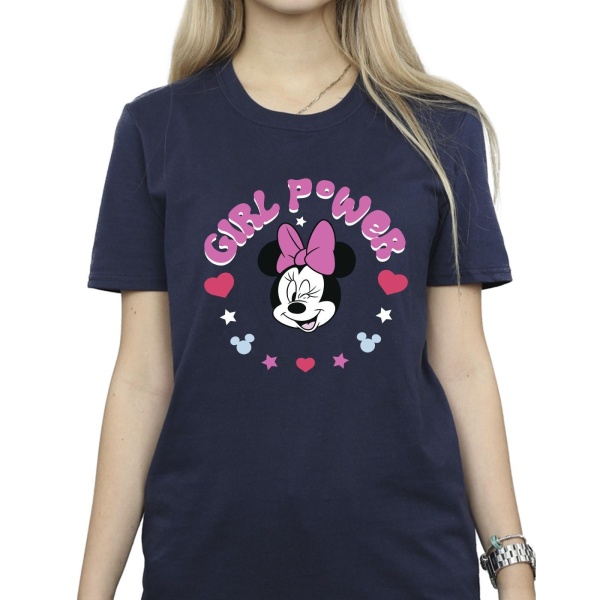 Disney Womens/Ladies Minnie Mouse Girl Power Bomull Boyfriend T Navy Blue S