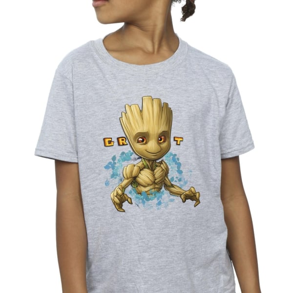 Guardians Of The Galaxy Girls Groot Flowers bomull T-shirt 9-11 Sports Grey 9-11 Years