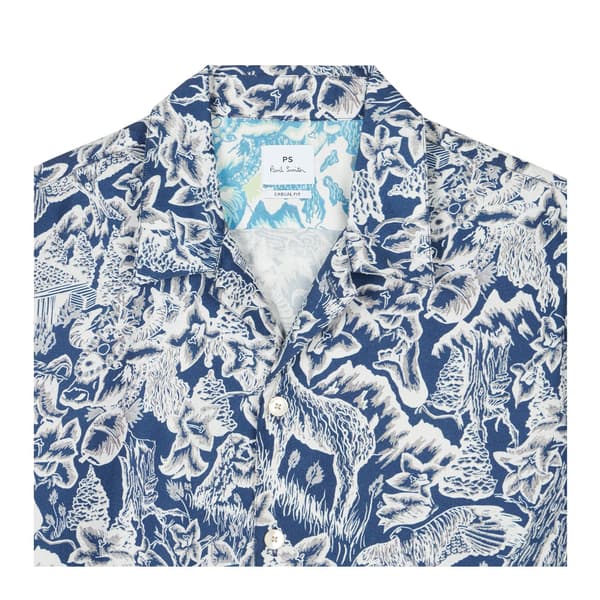Paul Smith Herr Blommig Normal Kortärmad Skjorta M Blå Blue M
