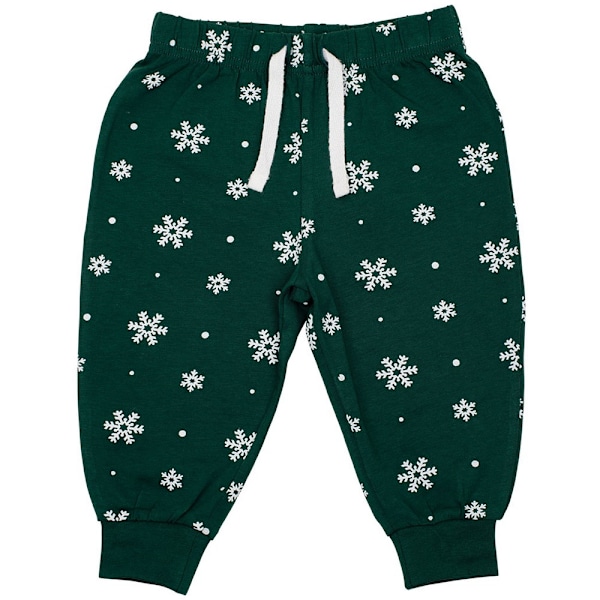 Larkwood Baby Snowflake Lounge Pants 18-24 månader Flaskgön/ Bottle Green/White 18-24 Months