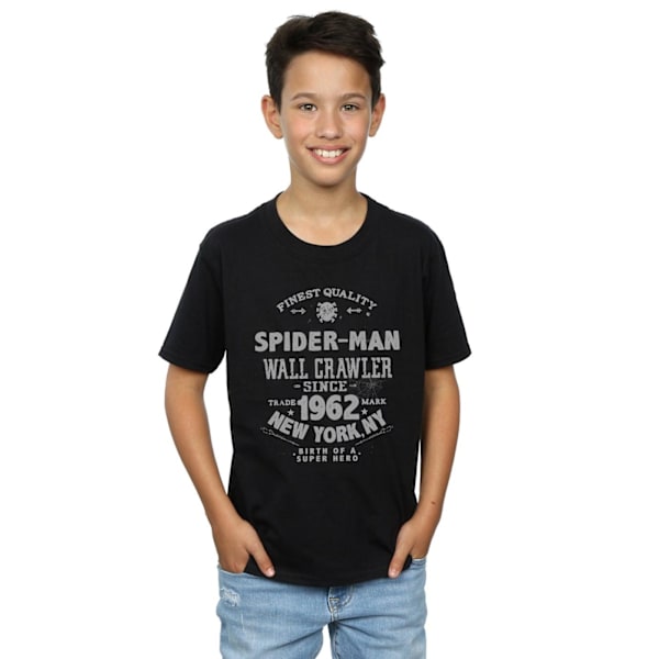 Marvel Boys Spider-Man T-shirt av högsta kvalitet 5-6 år Svart Black 5-6 Years