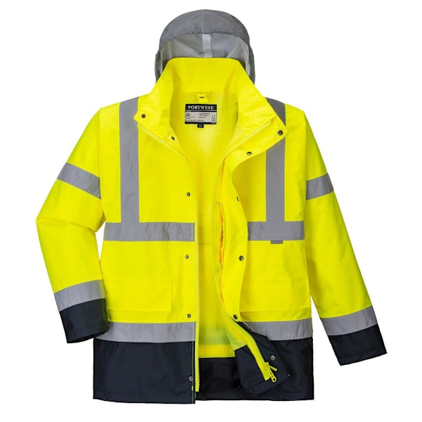 Portwest Hi-Vis 4-i-1 Trafikjacka för Herr L Gul/Marinblå Yellow/Navy L