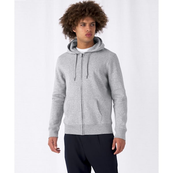 B&C Herr Full Zip Hoodie L Grå Melering Grey Heather L