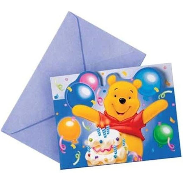 Winnie the Pooh Licious Gratulationskort (8-pack) One Size Blå Blue/Yellow/Red One Size