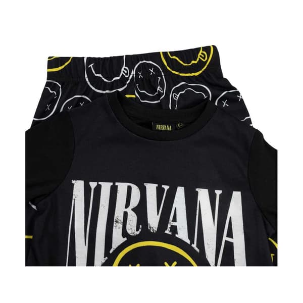 Nirvana Barn/Kids Logotyp Långärmad Lång Pyjamas Set 5-6 År Black 5-6 Years