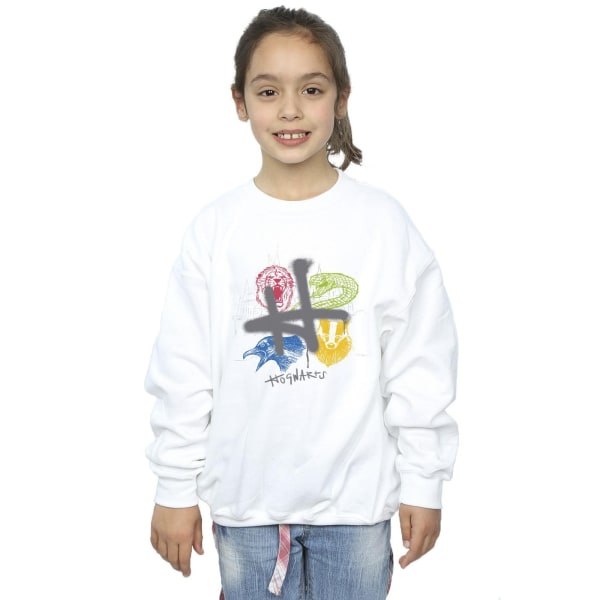 Harry Potter Girls Emblems H Spray Sweatshirt 5-6 år Vit White 5-6 Years