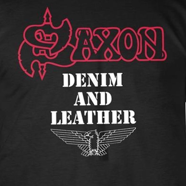 Saxon Unisex Vuxen Denim Och Läder T-Shirt XL Svart Black XL