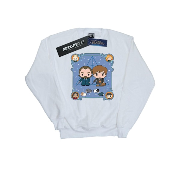 Fantastiska vidunder Girls Chibi Newt och Dumbledore Sweatshirt 9-1 White 9-11 Years