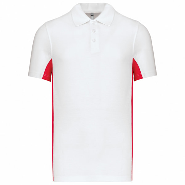 Kariban Herr Flag Polycotton Pique Poloskjorta L Vit/Röd White/Red L