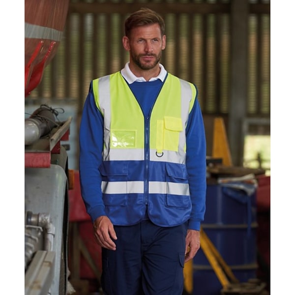 Pro RTX Hög synlighet Unisex Vuxen Executive Väst 4XL H Hi Vis Yellow/Royal Blue 4XL